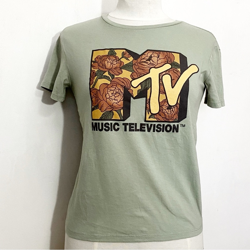 MTV retro style graphic print tee cotton polyester blend tee shirt knit S